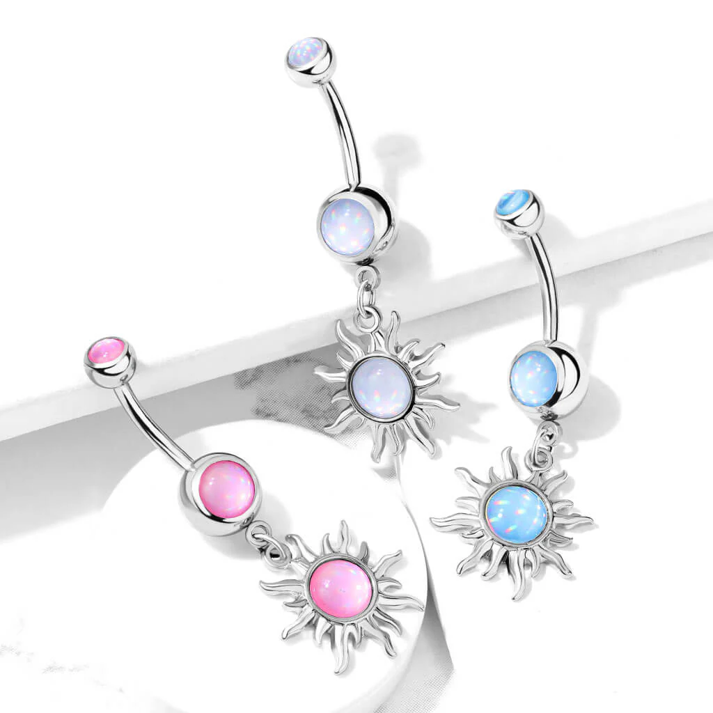 Piercing Nombril Pendentif Soleil Tribal Pierres Synthétiques Lumineuses - Image 7