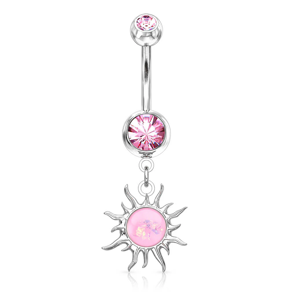 Piercing Nombril Pendentif Soleil Tribal Opale Zircone - Image 6