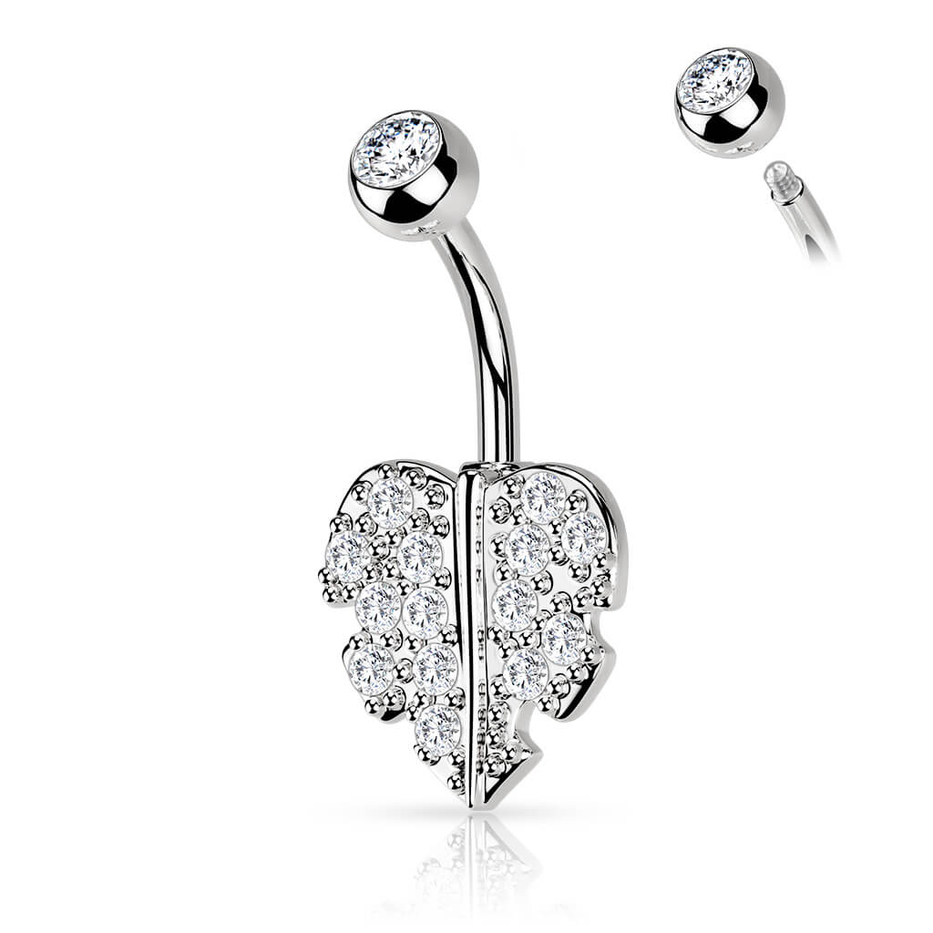 Piercing Nombril Feuille Zircone - Image 2