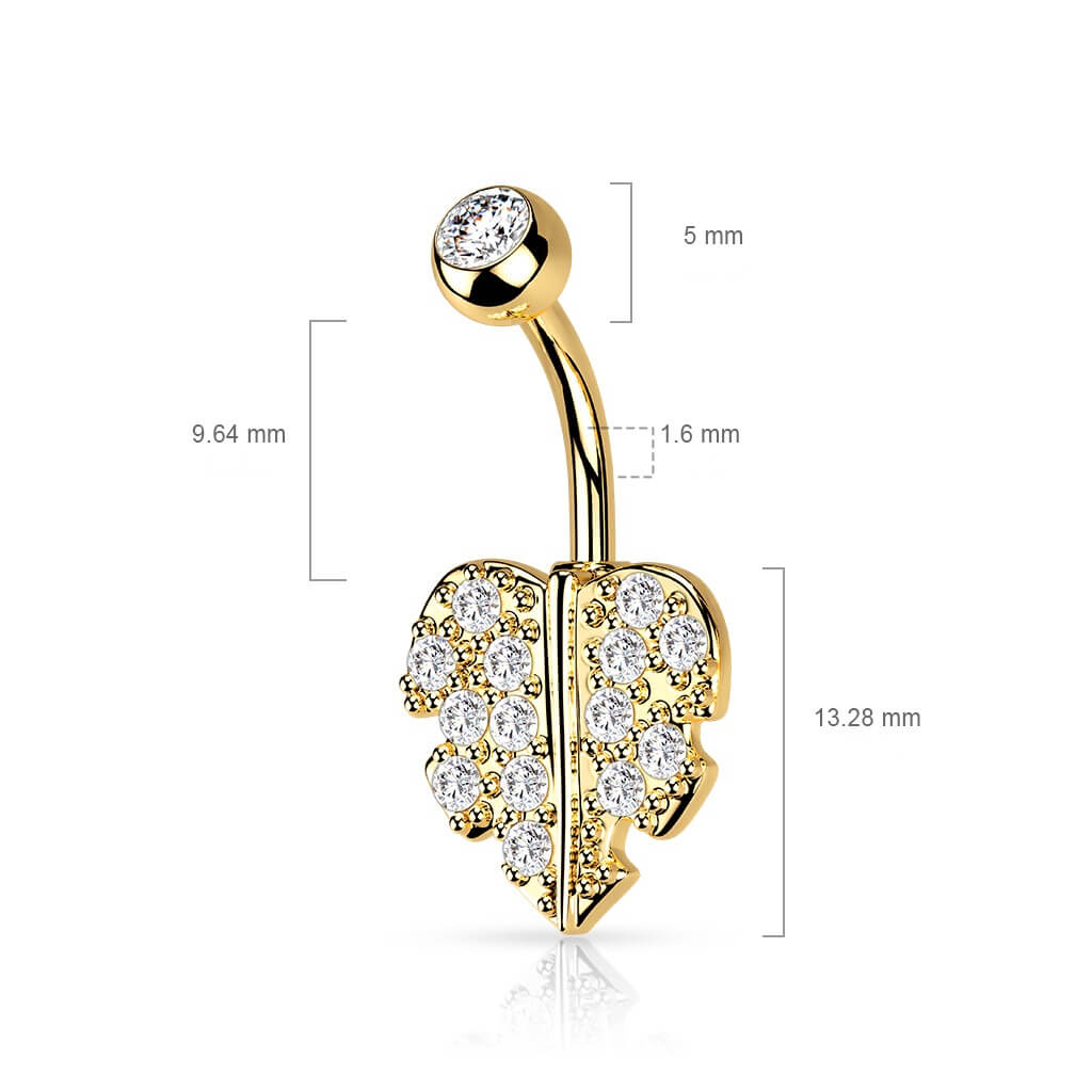 Piercing Nombril Feuille Zircone - Image 3