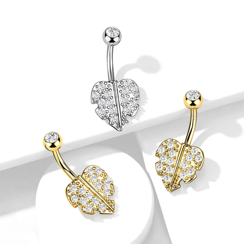 Piercing Nombril Feuille Zircone - Image 6
