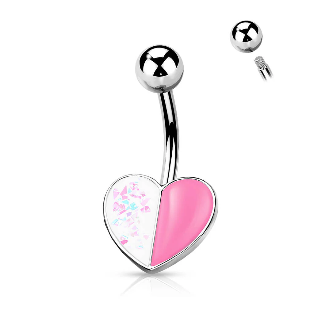 Piercing Nombril Cœur Opale Argent - Image 2