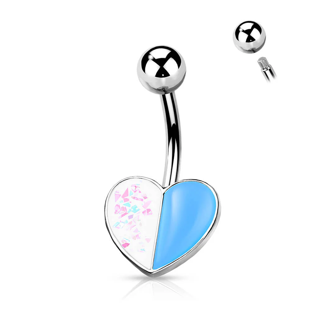 Piercing Nombril Cœur Opale Argent - Image 6