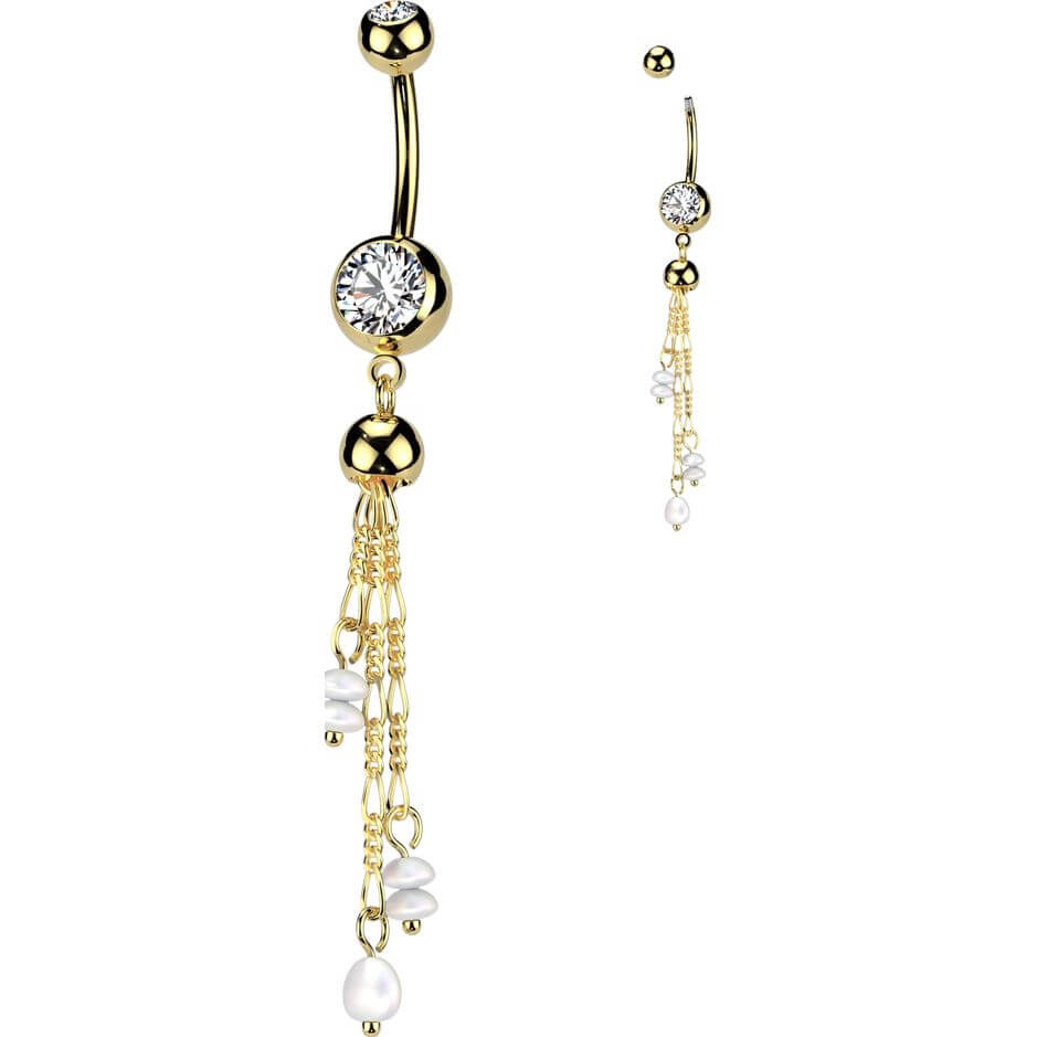 Piercing Nombril zircone pendentif perle - Image 3