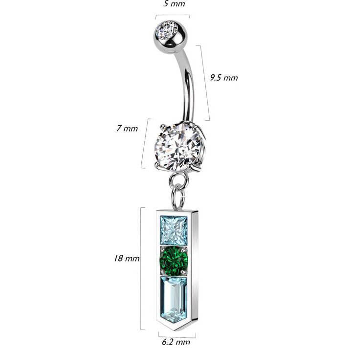Piercing Nombril Verre Taille Baguette Zircone - Image 2