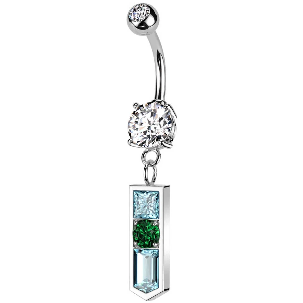 Piercing Nombril Verre Taille Baguette Zircone - Image 3