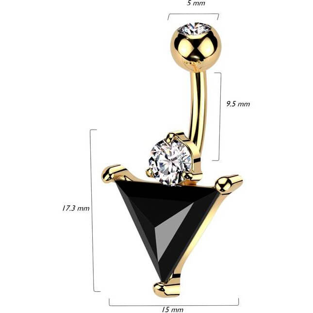 Piercing Nombril Triangle Noir Zircone - Image 2