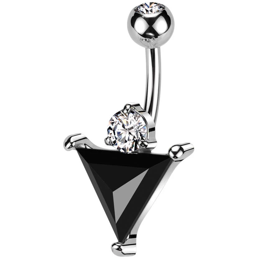 Piercing Nombril Triangle Noir Zircone - Image 3