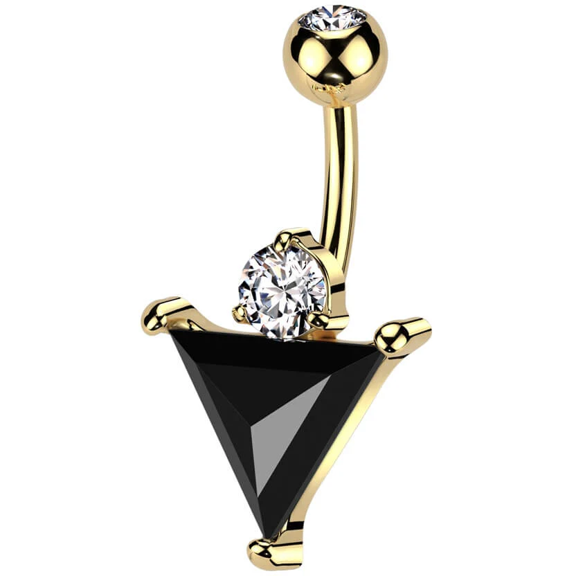 Piercing Nombril Triangle Noir Zircone - Image 4