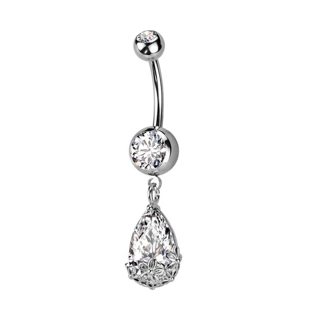 Piercing Nombril Fleur Zircone - Image 2