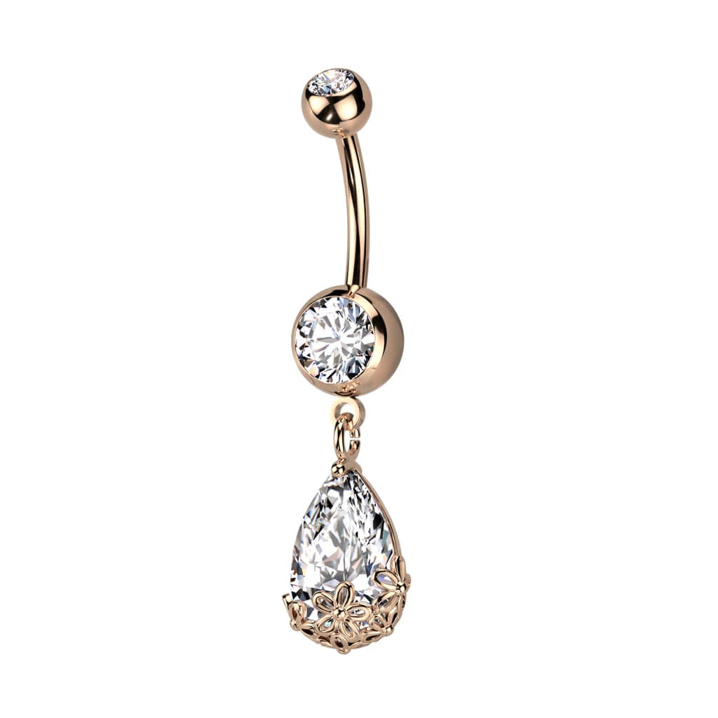 Piercing Nombril Fleur Zircone - Image 4
