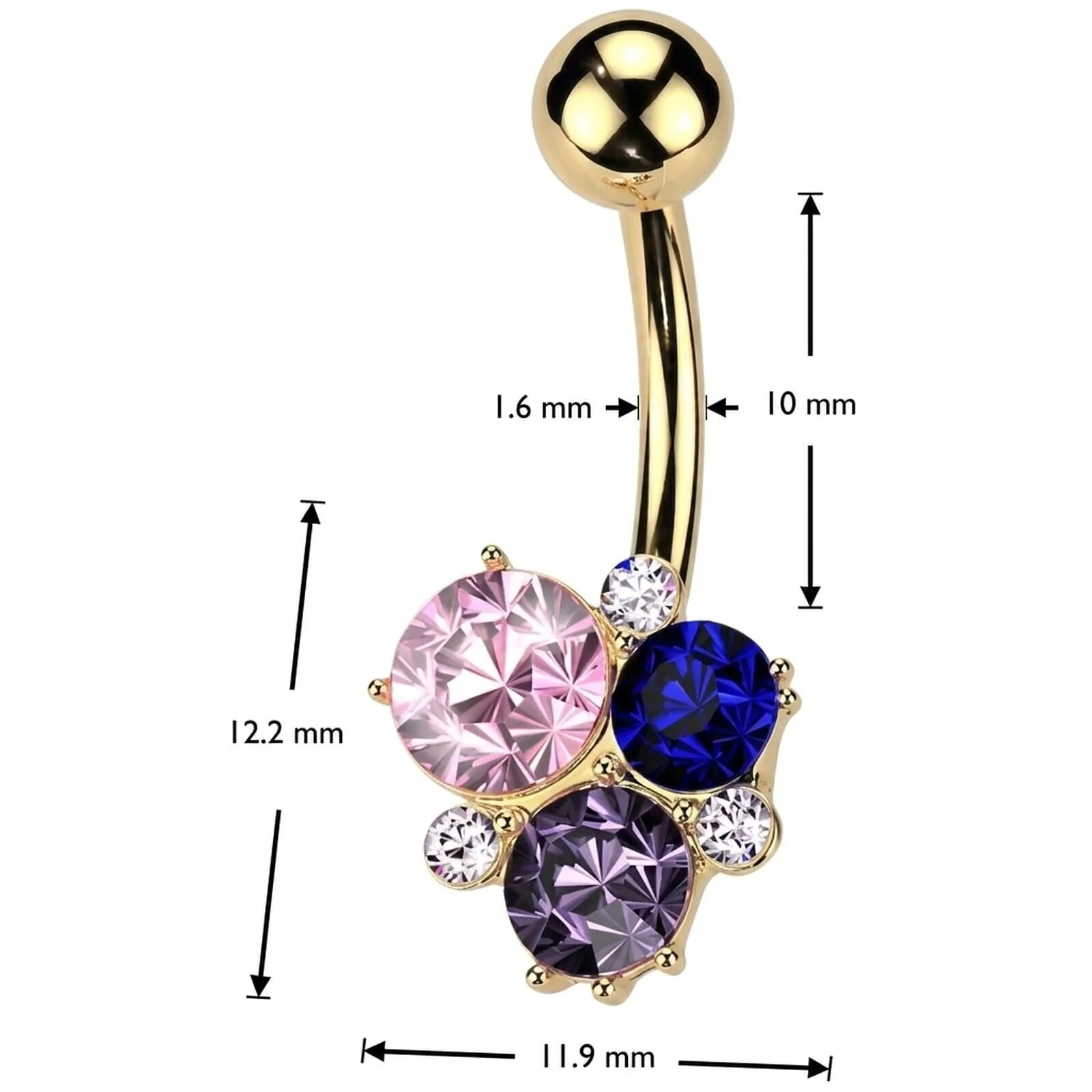 Piercing Nombril pierres multicolores - Image 2