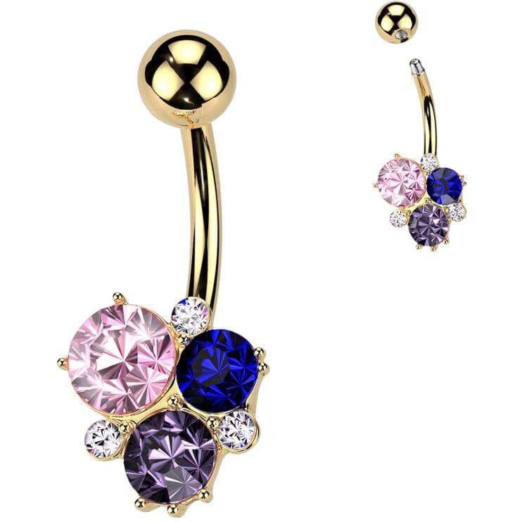 Piercing Nombril pierres multicolores - Image 3