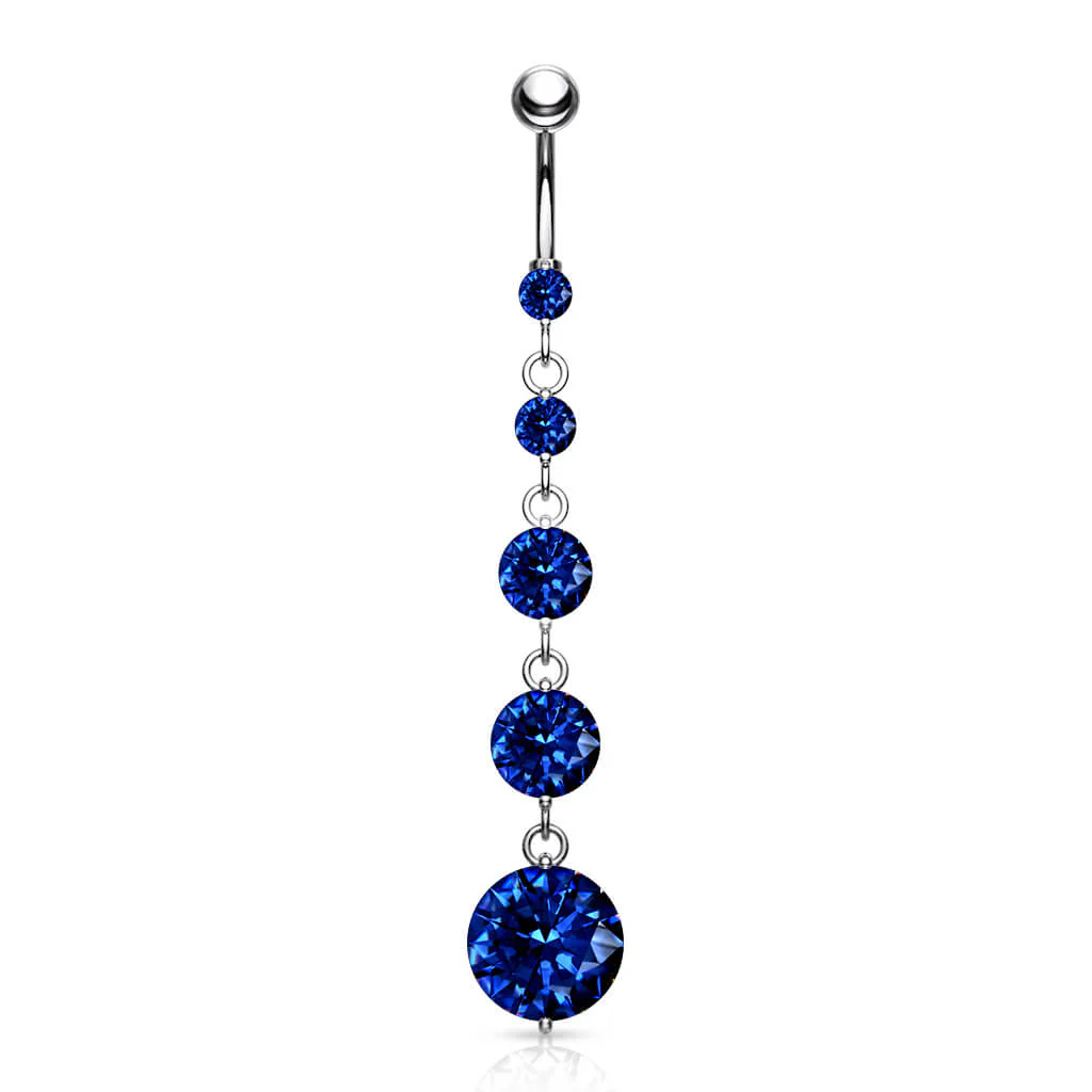 Piercing Nombril Pendentif 5 Zircones Argent - Image 2