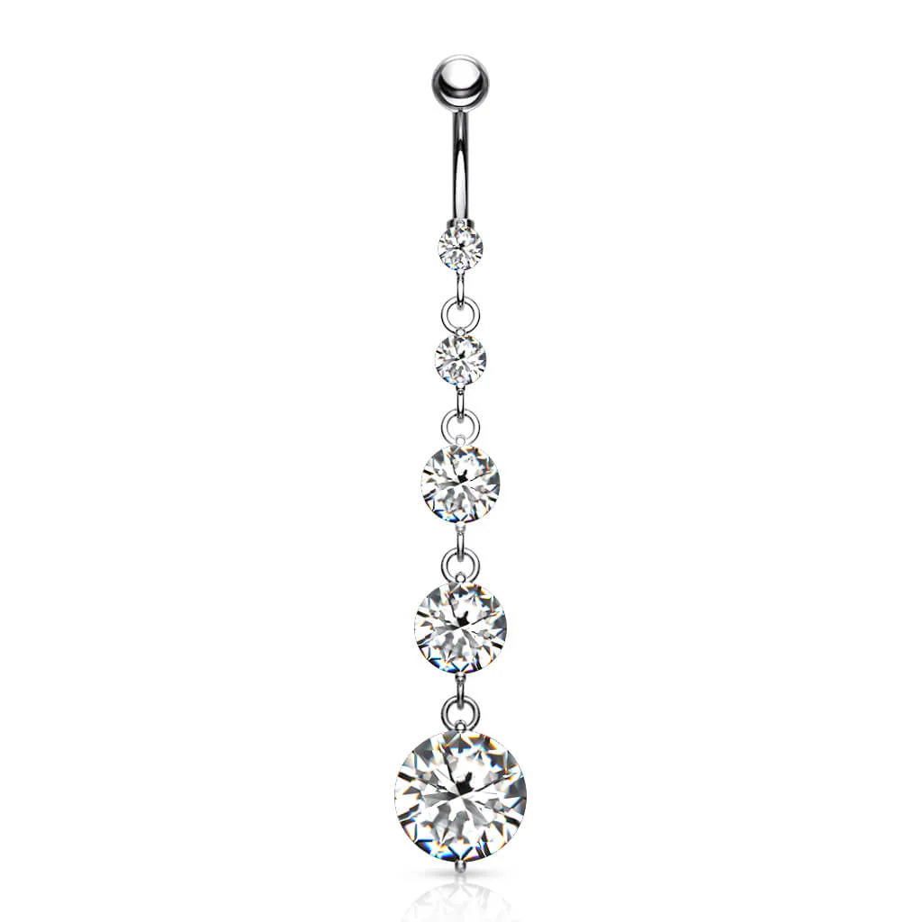 Piercing Nombril Pendentif 5 Zircones Argent - Image 4