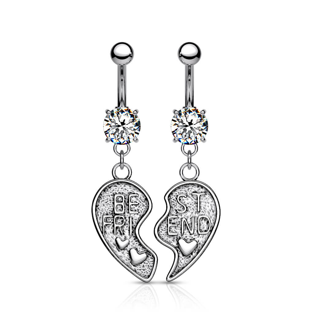 Piercing Nombril Pendentif Cœur BEST FRIEND Zircone - Image 2