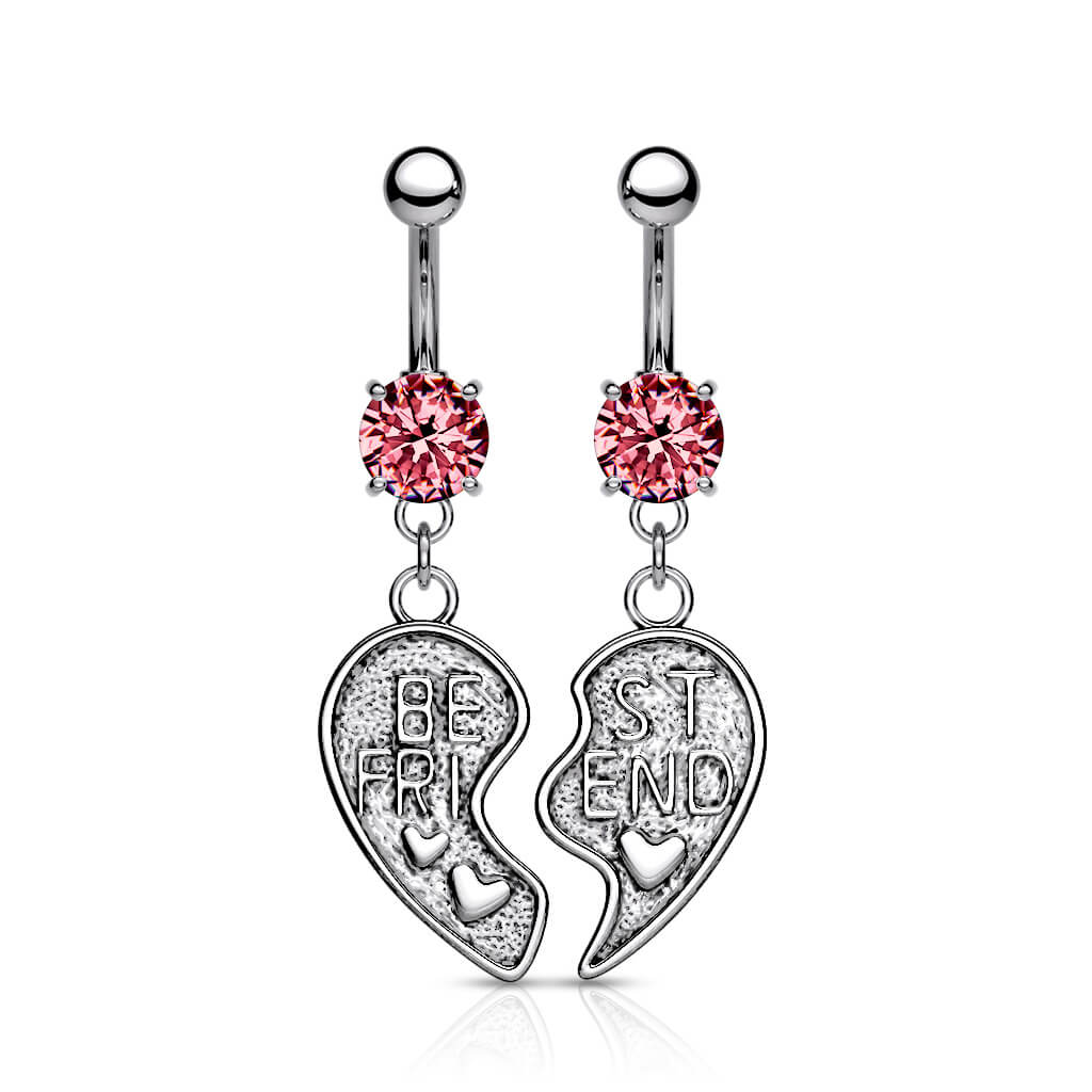 Piercing Nombril Pendentif Cœur BEST FRIEND Zircone - Image 4