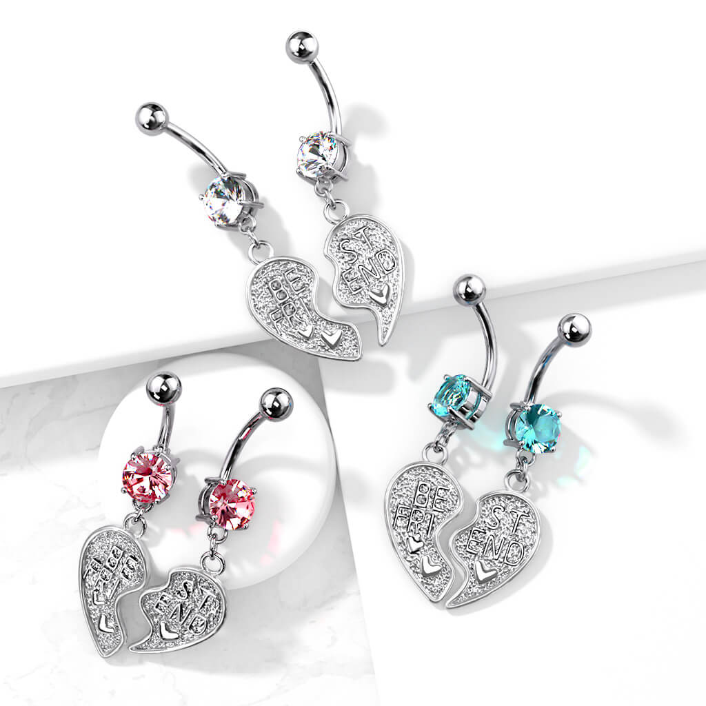 Piercing Nombril Pendentif Cœur BEST FRIEND Zircone - Image 6