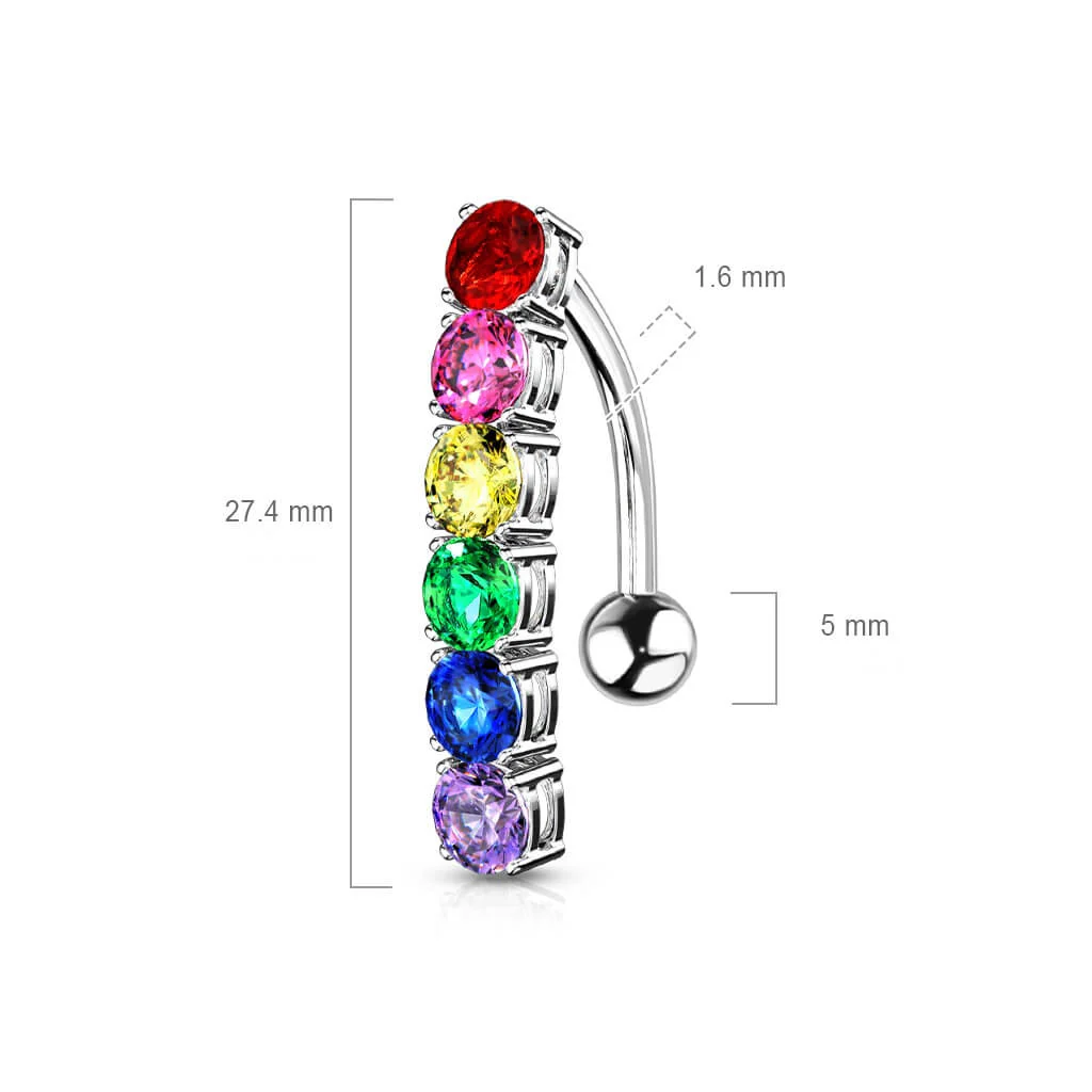 Piercing Nombril Arc-En-Ciel Zircone argent Inversé - Image 2