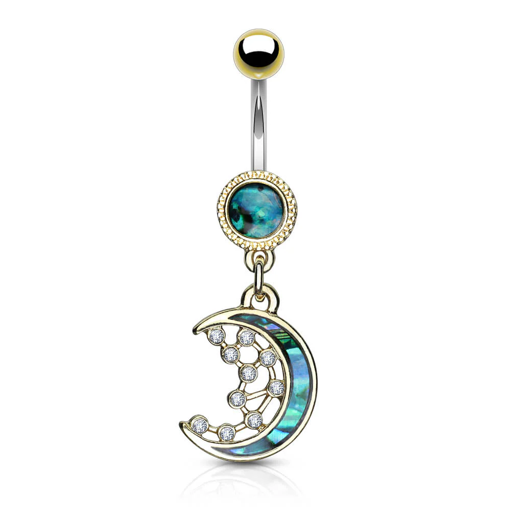 Piercing Nombril Pendentif Lune Zircone - Image 2