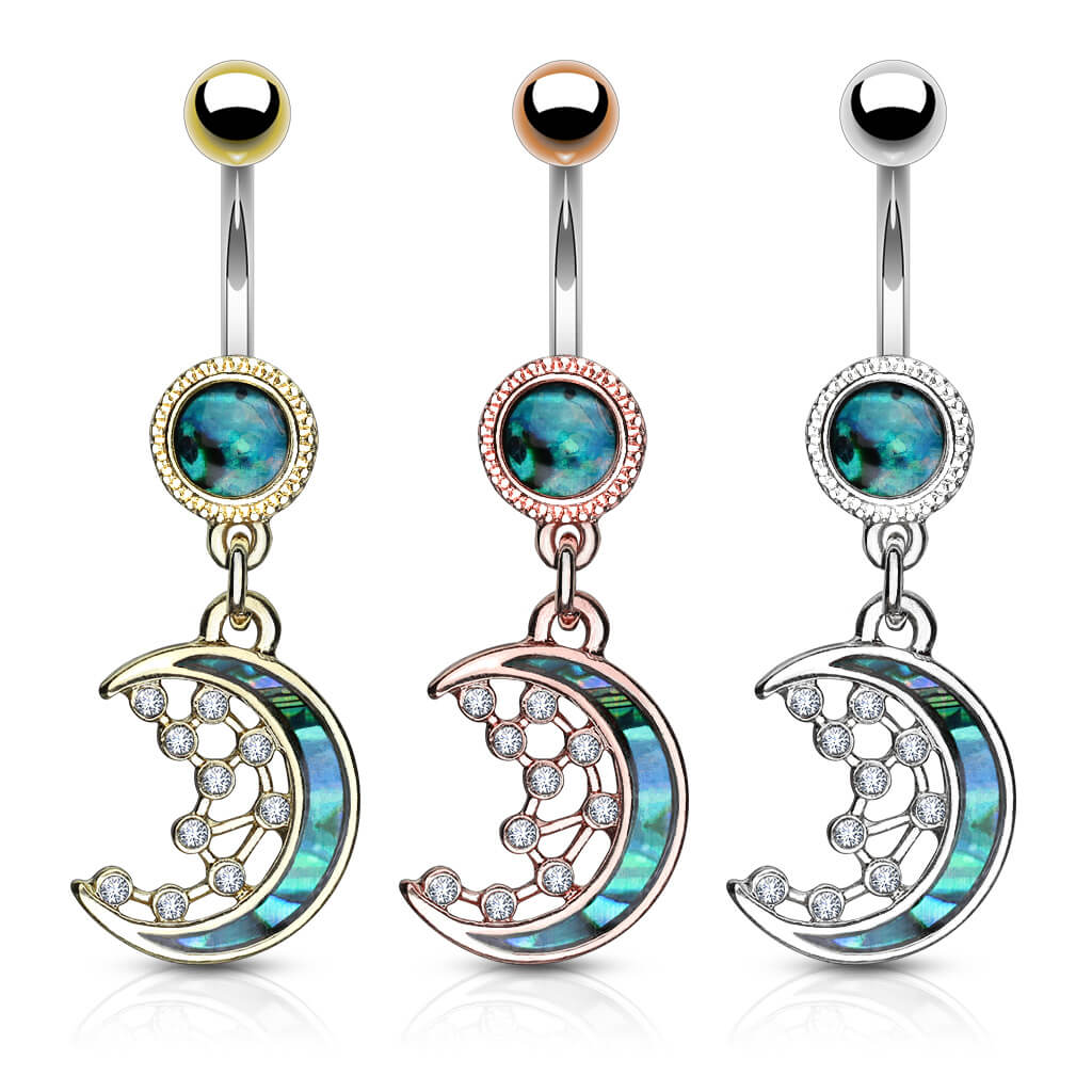 Piercing Nombril Pendentif Lune Zircone - Image 5