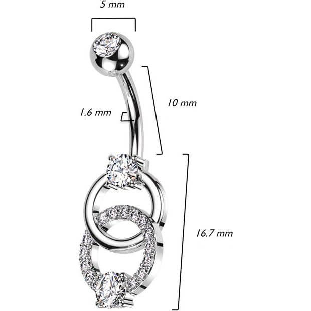Piercing Nombril Double Anneau Zircone - Image 2
