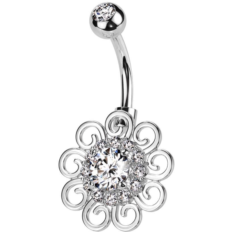 Piercing Nombril Fleur Zircone - Image 3