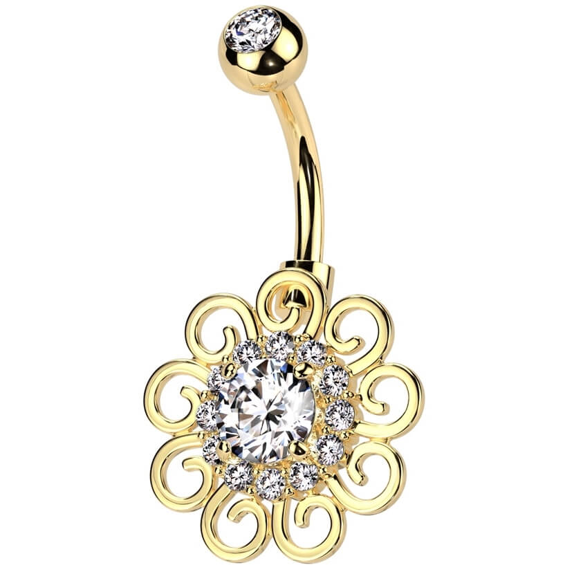 Piercing Nombril Fleur Zircone - Image 4