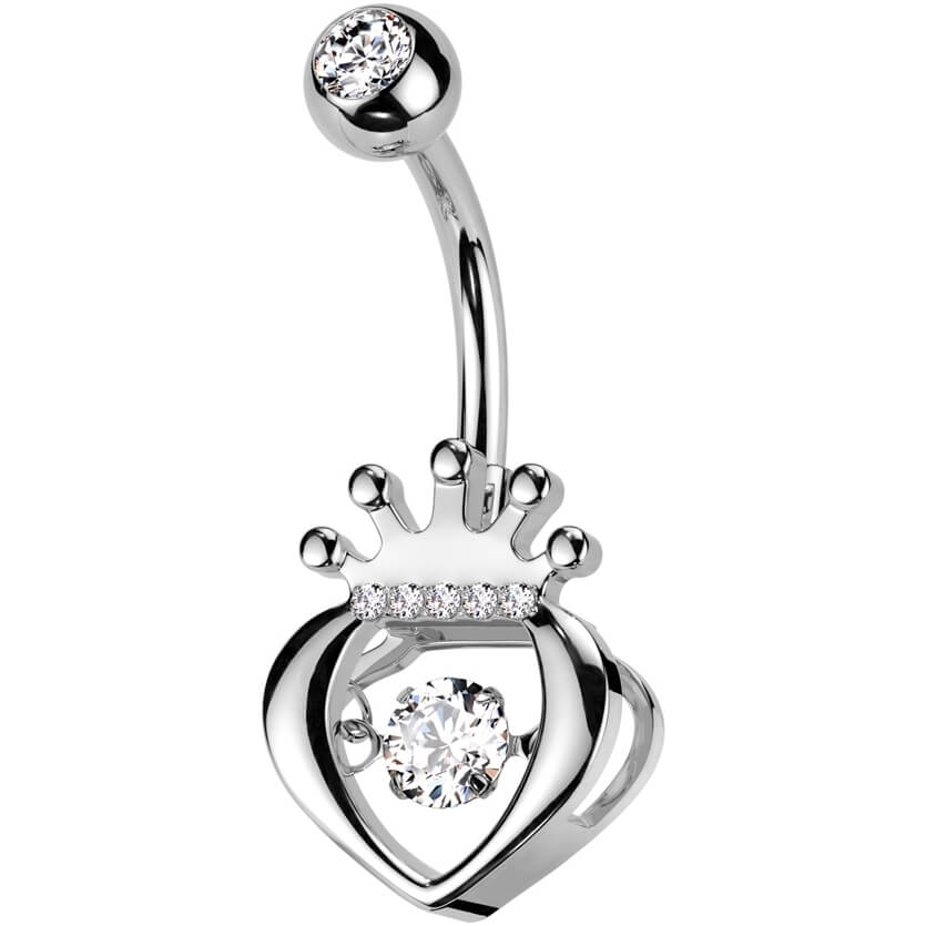 Piercing Nombril Cœur Couronne Zircone - Image 3