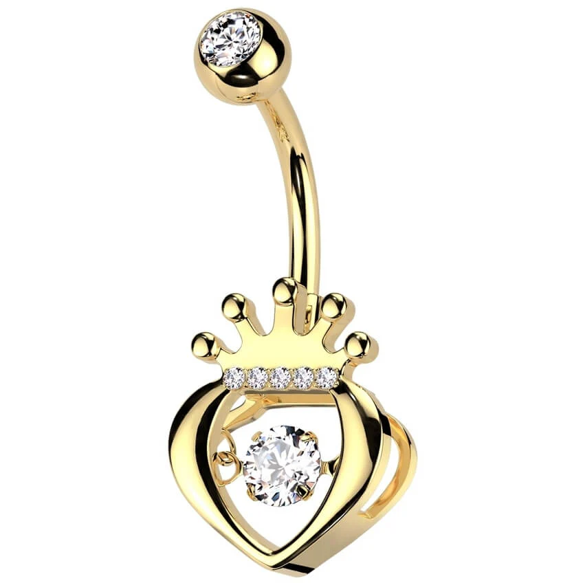 Piercing Nombril Cœur Couronne Zircone - Image 4