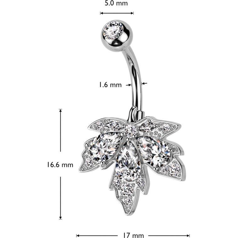 Piercing Nombril Feuille Zircone - Image 2