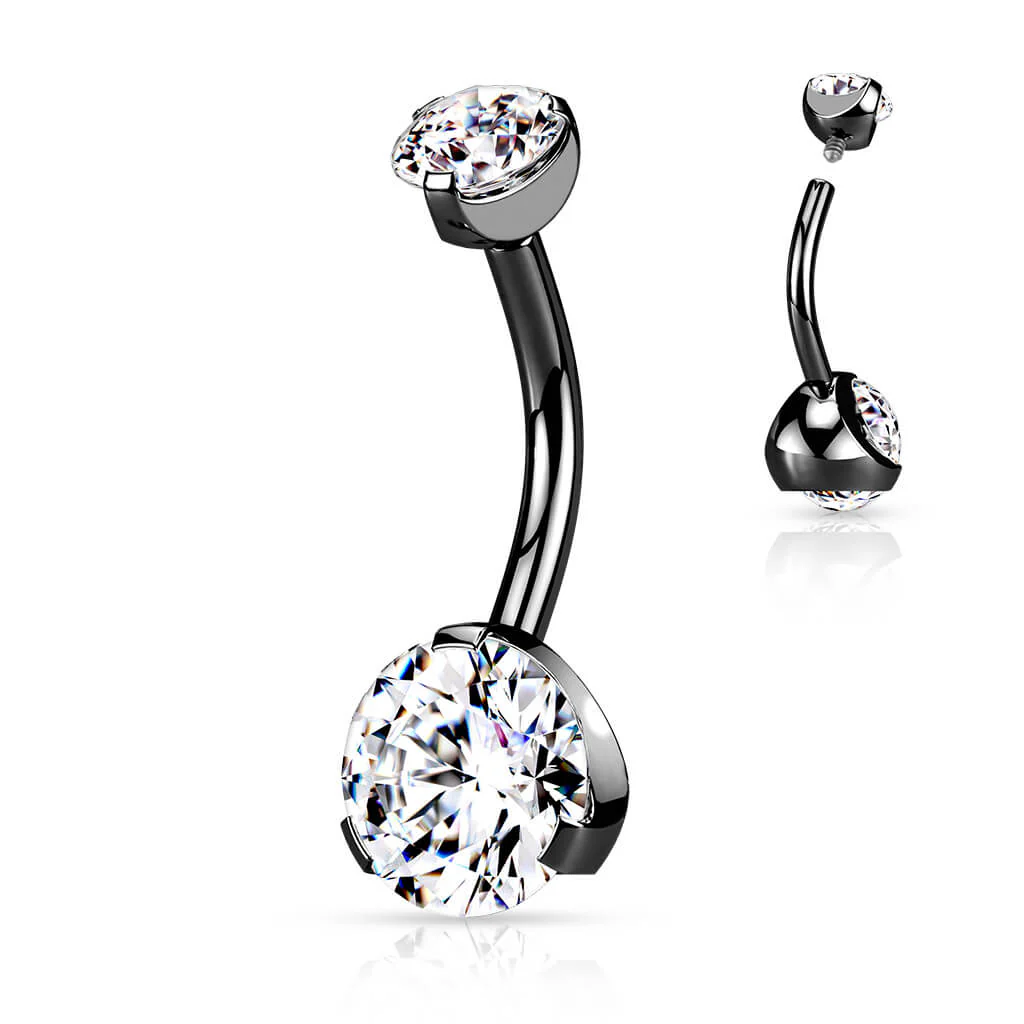 Piercing Nombril Zircone Ronde Filetage Interne - Image 4