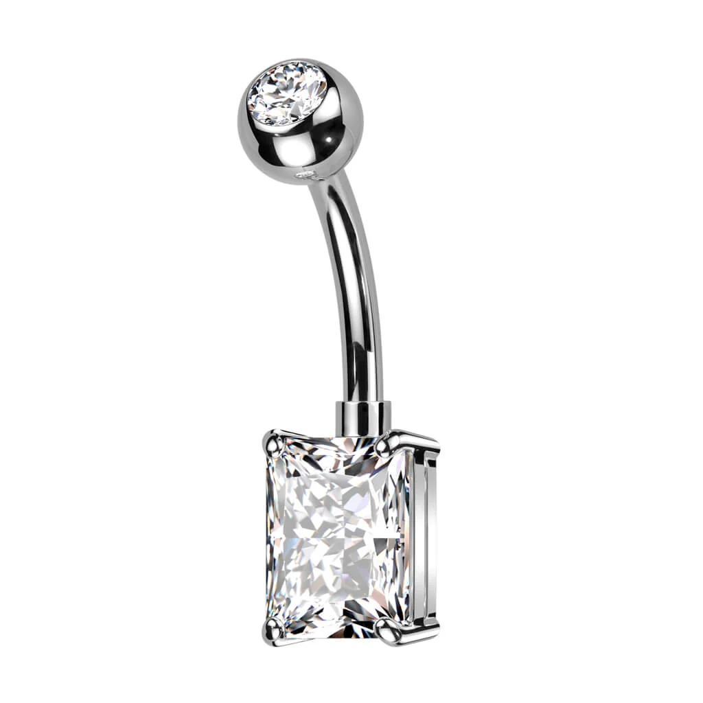 Piercing Nombril Rectangle Zircone - Image 2