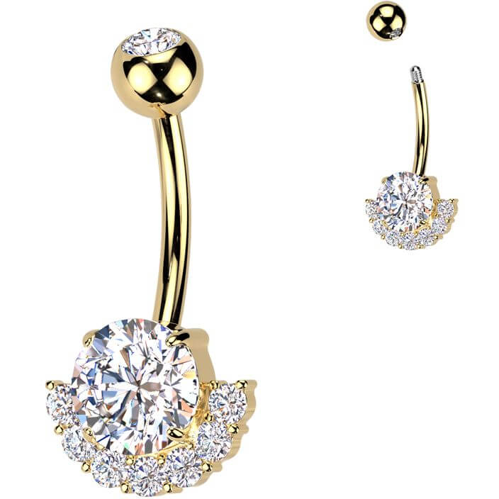 Piercing Nombril laiton titane zircones - Image 3