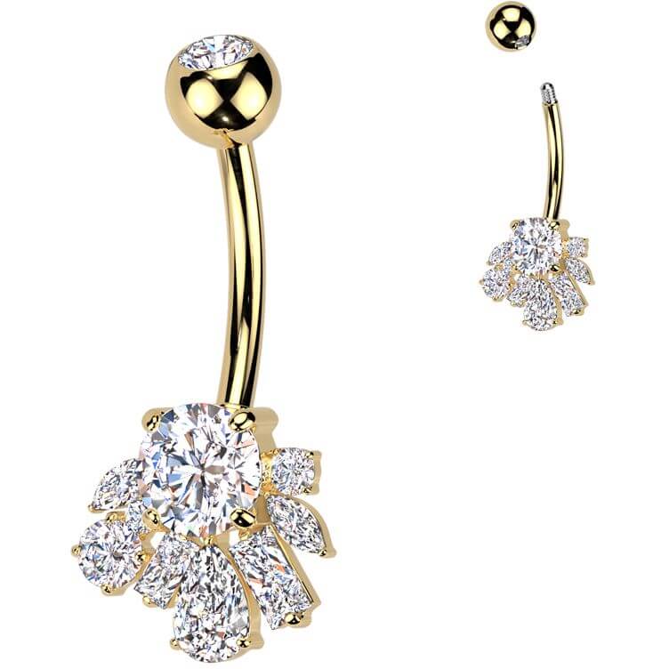 Piercing Nombril laiton titane zircones - Image 3