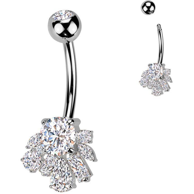 Piercing Nombril laiton titane zircones - Image 4