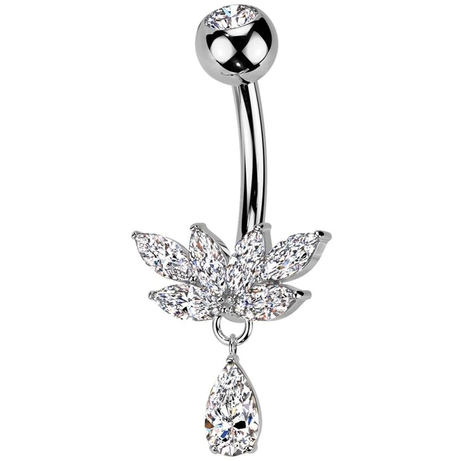 Piercing Nombril laiton titane zircone pendentif larme