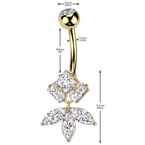 Piercing Nombril laiton titane zircones - Image 2