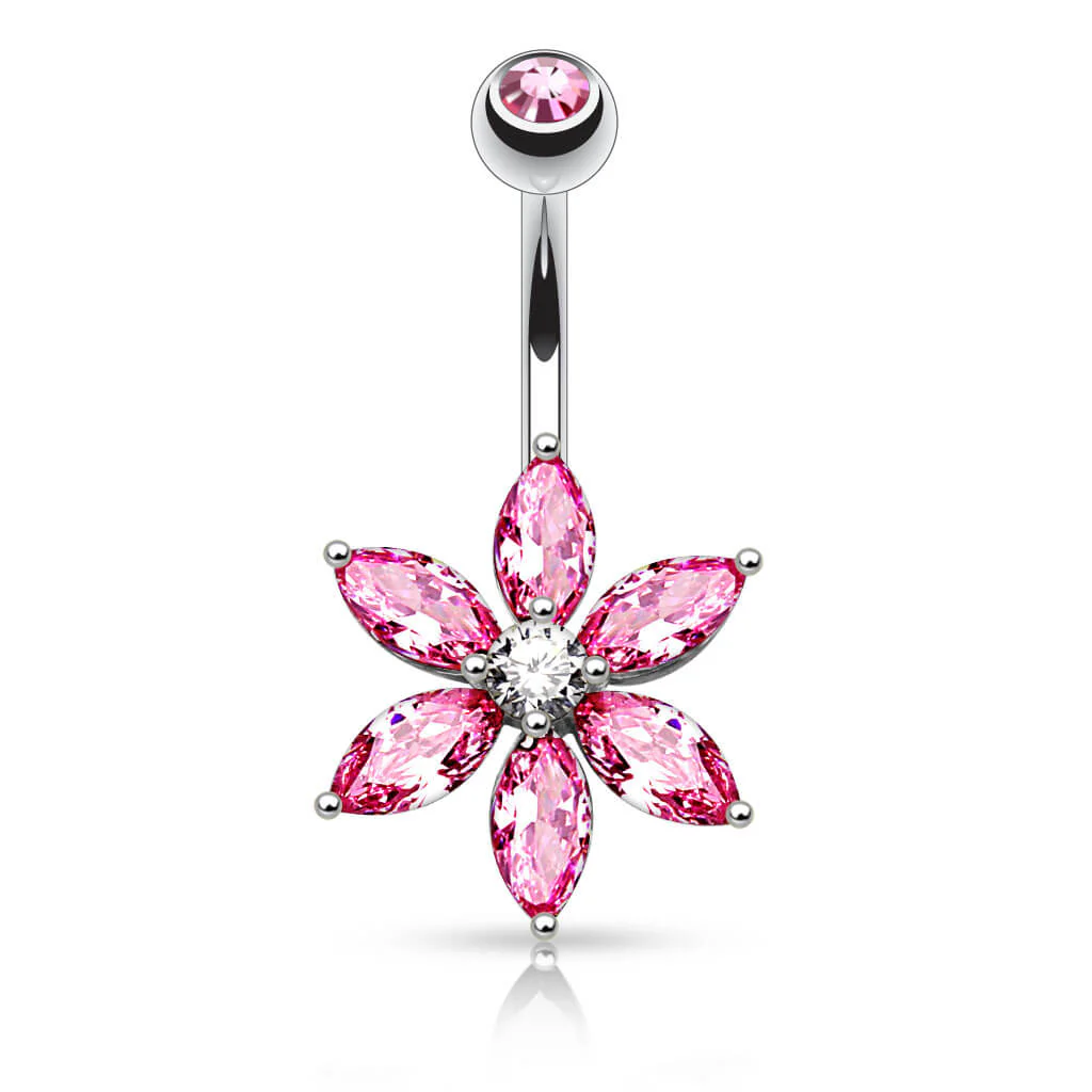 Piercing Nombril Fleur Zircone - Image 3
