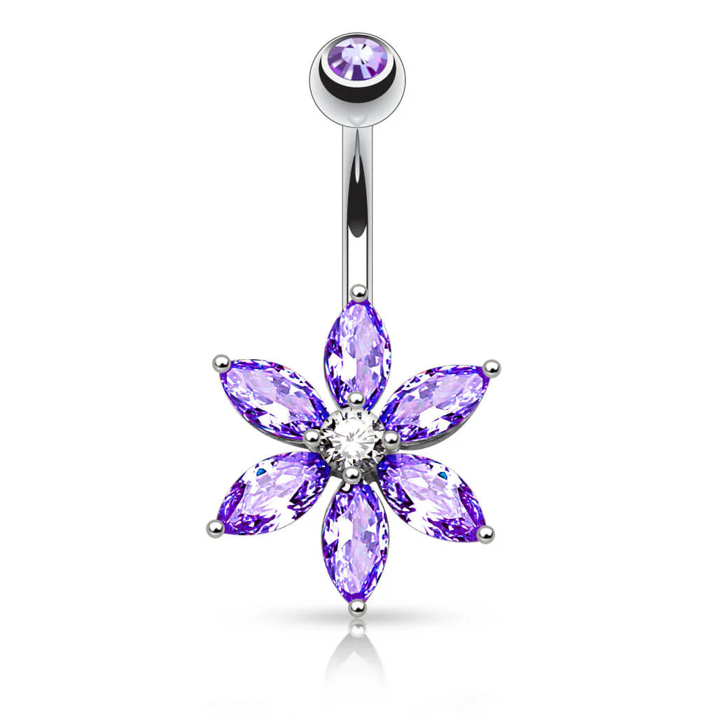 Piercing Nombril Fleur Zircone - Image 6