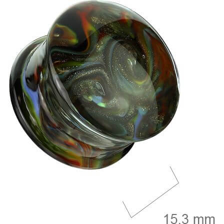 Verre Plug noir avec tourbillon multicolore double flare - Image 2