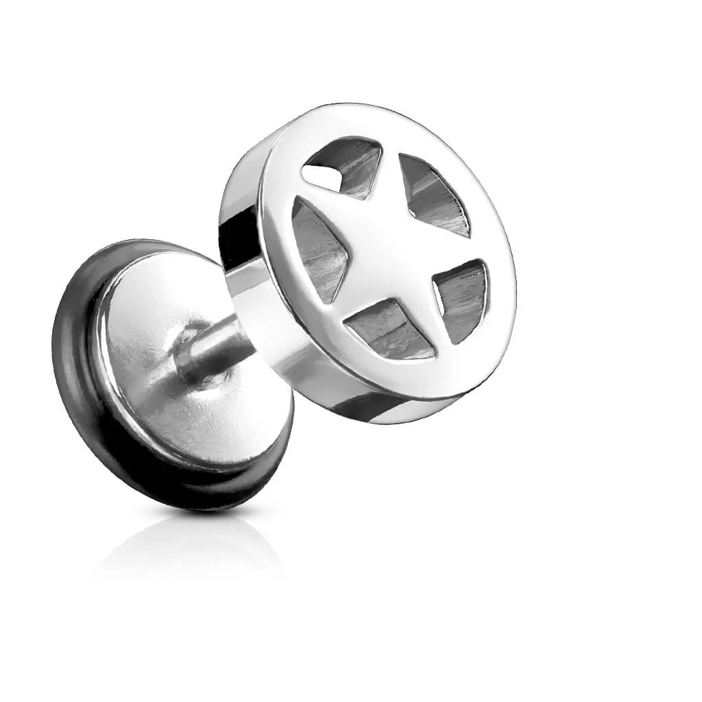 Faux Plug Étoile Argent Filetage Interne - Image 3