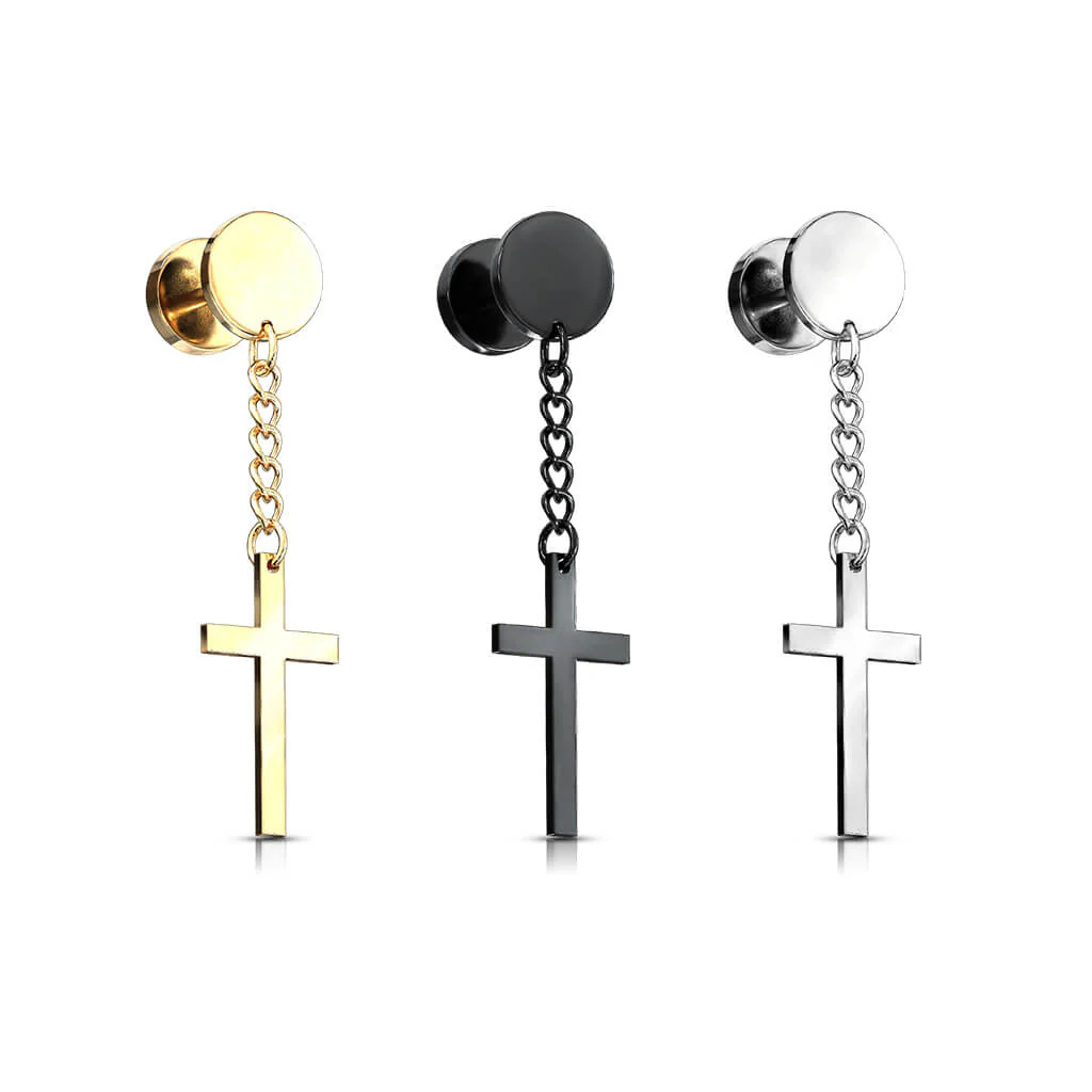 Faux Plug Pendentif Croix Filetage Interne - Image 5