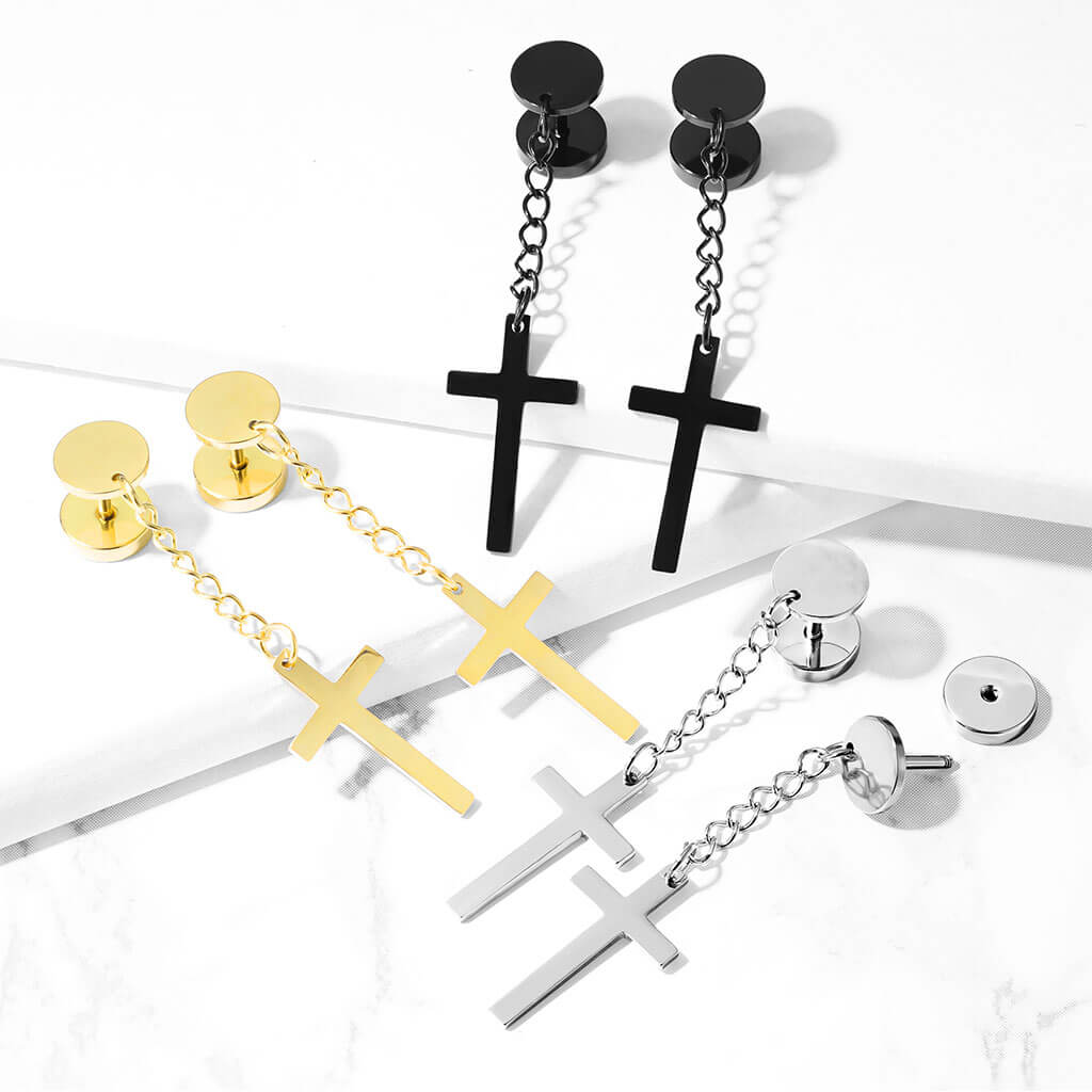 Faux Plug Pendentif Croix Filetage Interne - Image 8