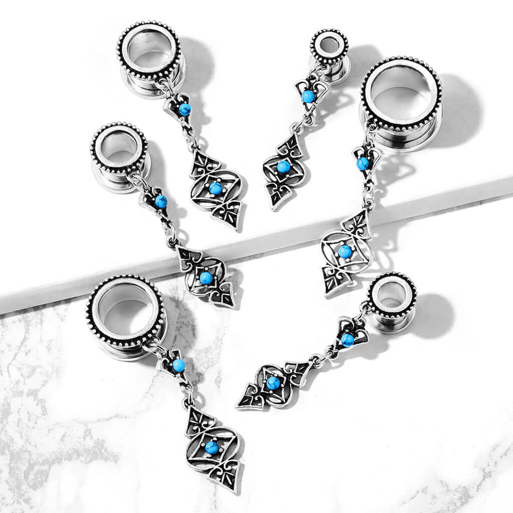 Écarteur Pendentif Tribal Turquoise Argent - Image 4