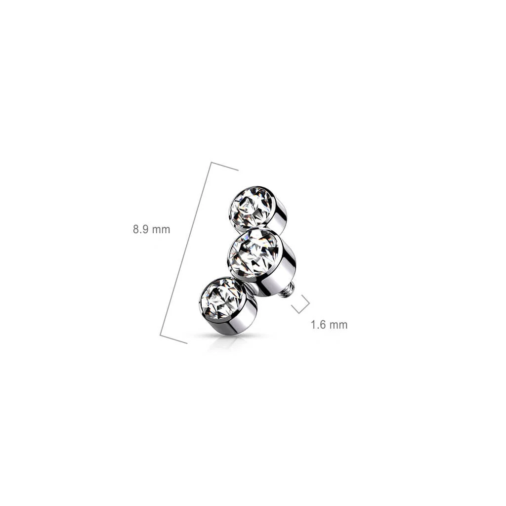 Titane Embout Embout 3 Zircones Filetage Interne - Image 3