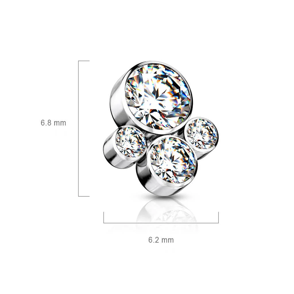 Titane Embout Embout 4 Zircones Filetage Interne - Image 3