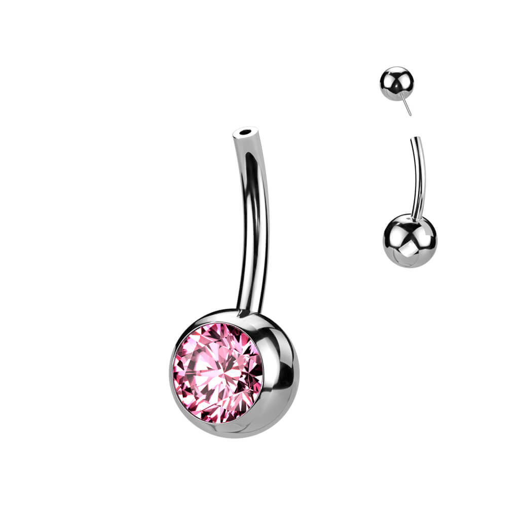 Titane Base base piercing au nombril Bille Zircone Enfoncer - Image 7