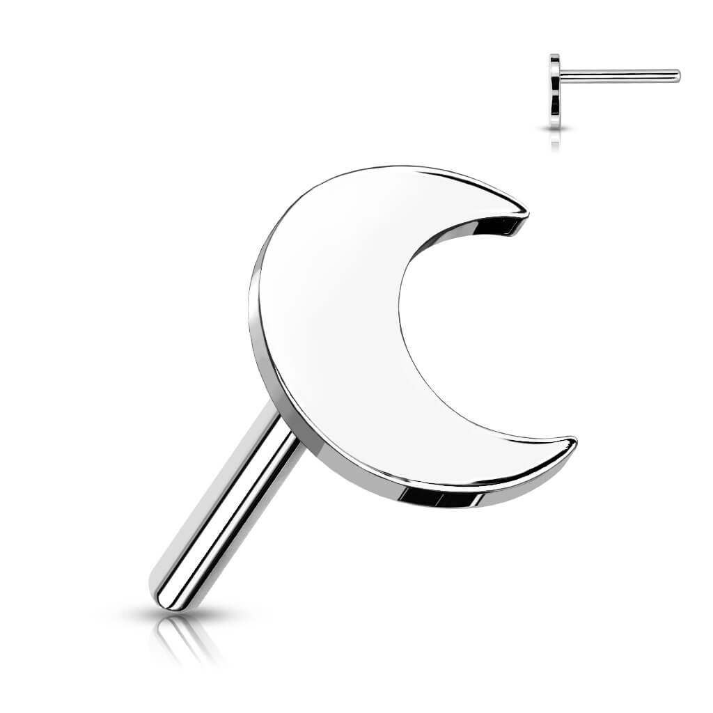 Or 14kt Embout Embout Lune Plat Enfoncer - Image 3