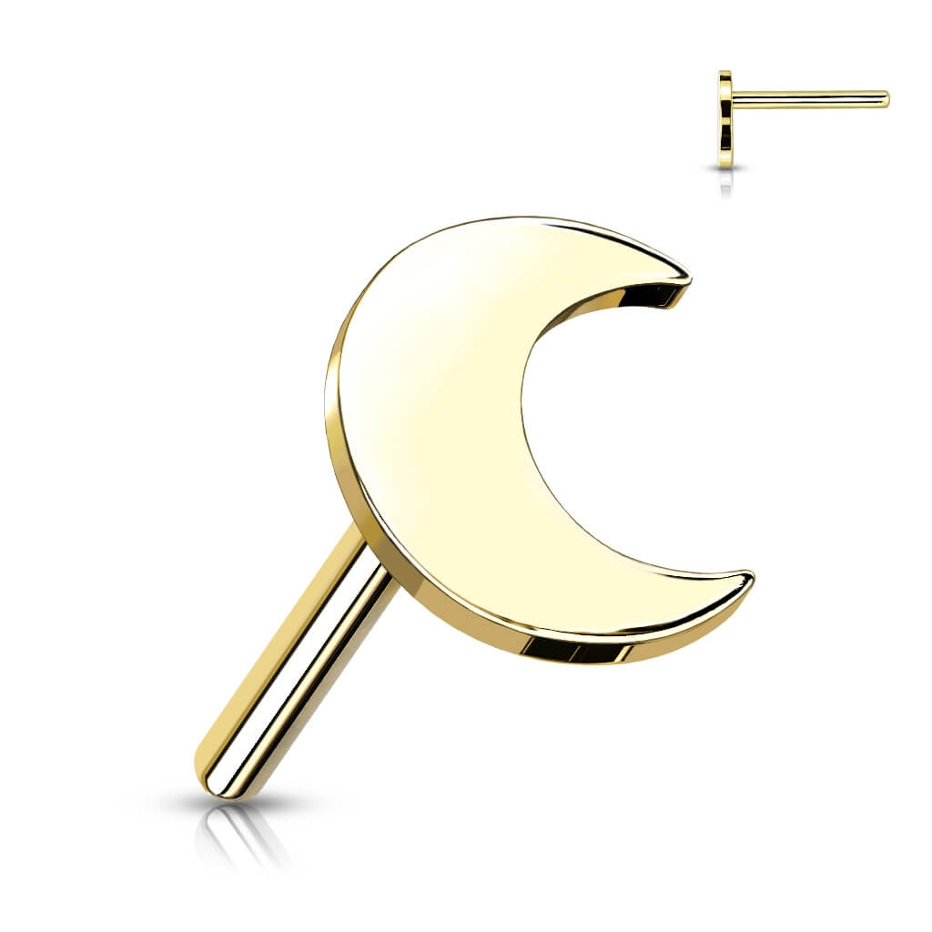 Or 14kt Embout Embout Lune Plat Enfoncer - Image 4